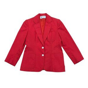 Vintage 1990s Evan Picone Petites Red Cotton Blazer